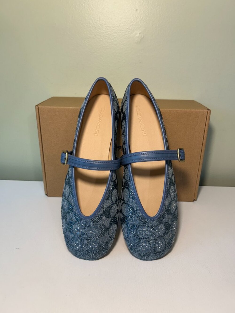 Coach Women's Mary Jane In Crystal Signature Denim
